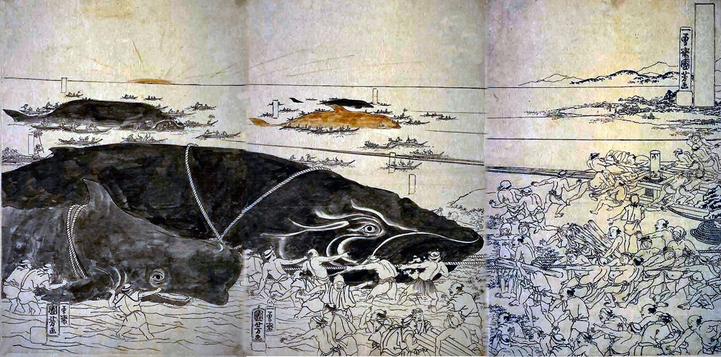 〈捕鯨之圖〉(取自:日本國立國會圖書館)