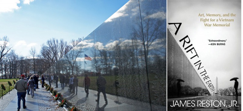 越戰紀念碑（左）及James Reston Jr.最新作品。（圖片來源：wiki、amazon）